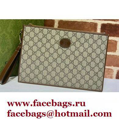 Gucci Pouch Clutch bag with Interlocking G 672953 Brown