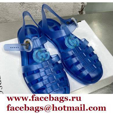 Gucci Rubber Sandals with Double G 676970 Blue 2022