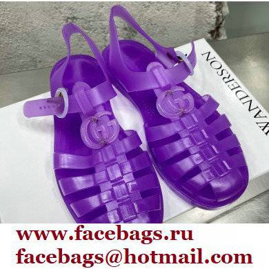 Gucci Rubber Sandals with Double G 676970 Purple 2022