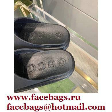 Gucci Rubber Slide Sandals with Interlocking G 692845 Black 2022