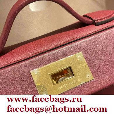 HERMES 24/24 MINI KELLY BAG IN TOGO LEATHER BURGUNDY - Click Image to Close