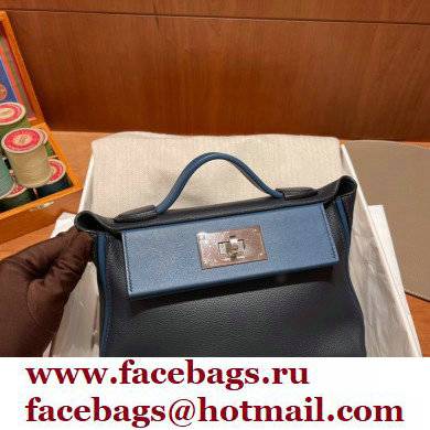 HERMES 24/24 MINI KELLY BAG IN TOGO LEATHER NAVY BLUE - Click Image to Close