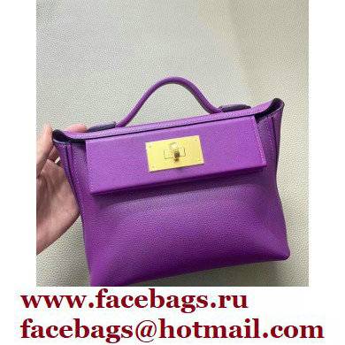 HERMES 24/24 MINI KELLY BAG IN TOGO LEATHER Rose Pourpre