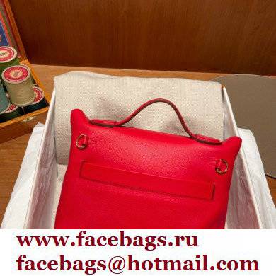 HERMES 24/24 MINI KELLY BAG IN TOGO LEATHER Rouge Casaque - Click Image to Close