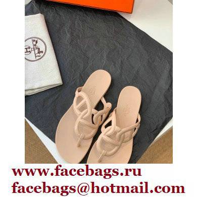 Hermes Egerie Chaine D'ancre TPU Flip Flops Thongs Sandals Beige 2022