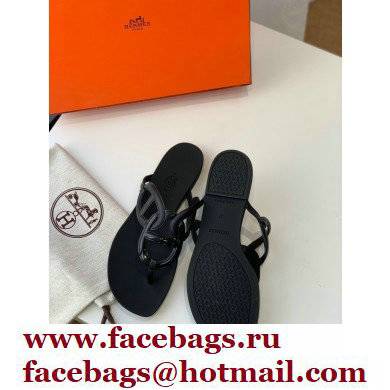 Hermes Egerie Chaine D'ancre TPU Flip Flops Thongs Sandals Black 2022