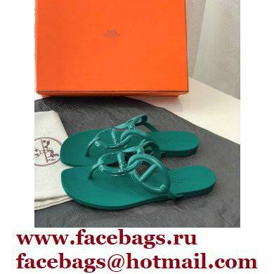 Hermes Egerie Chaine D'ancre TPU Flip Flops Thongs Sandals Green 2022