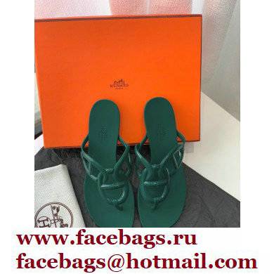 Hermes Egerie Chaine D'ancre TPU Flip Flops Thongs Sandals Green 2022