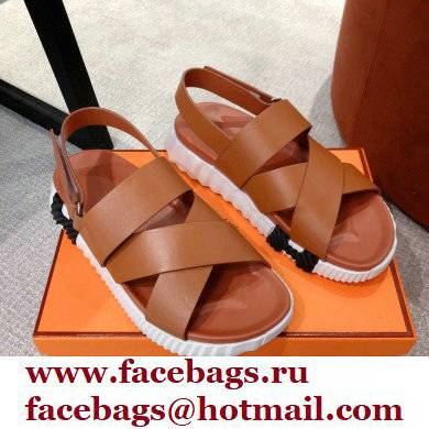 Hermes Electric sandals Leather Brown 2022 - Click Image to Close
