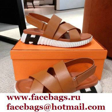 Hermes Electric sandals Leather Brown 2022 - Click Image to Close