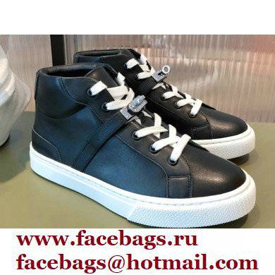 Hermes Kelly buckle Calfskin Daydream High-top Sneakers Black 2022