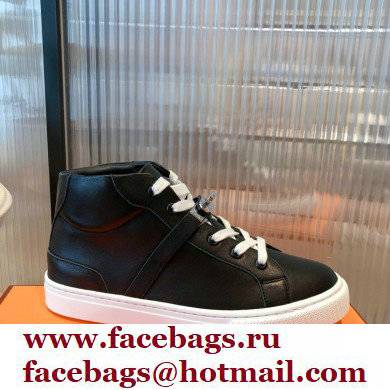 Hermes Kelly buckle Calfskin Daydream High-top Sneakers Black 2022