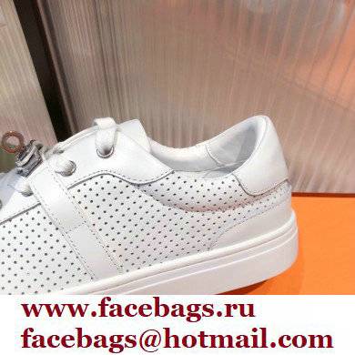 Hermes Kelly buckle perforated Calfskin Day Sneakers White 2022