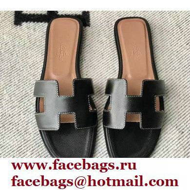 Hermes Oran Flat Sandals in Swift Box Calfskin 05