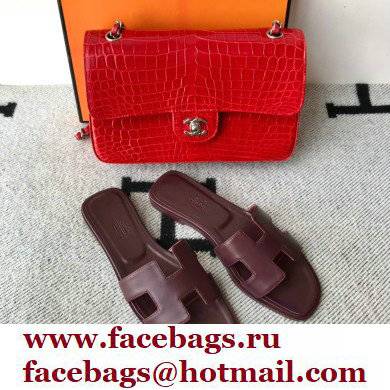 Hermes Oran Flat Sandals in Swift Box Calfskin 26