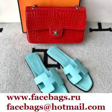 Hermes Oran Flat Sandals in Swift Box Calfskin 47