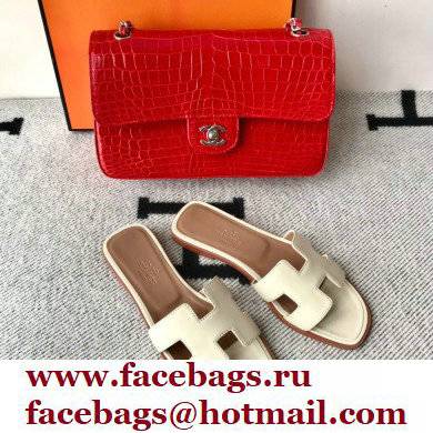 Hermes Oran Flat Sandals in Swift Box Calfskin 51