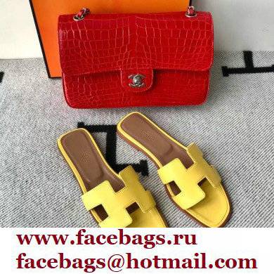 Hermes Oran Flat Sandals in Swift Box Calfskin 57
