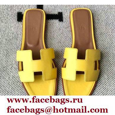 Hermes Oran Flat Sandals in Swift Box Calfskin 57