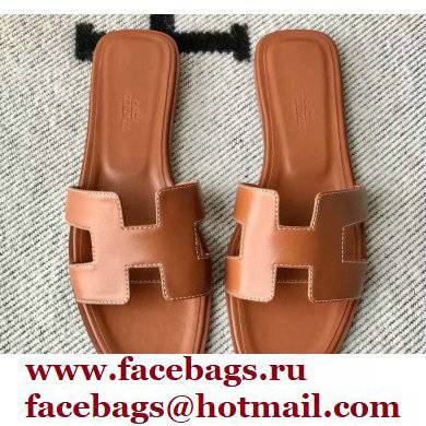 Hermes Oran Flat Sandals in Swift Box Calfskin 61