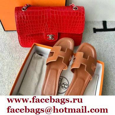 Hermes Oran Flat Sandals in Swift Box Calfskin 61