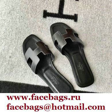Hermes Oran Flat Sandals in Swift Box Calfskin 66
