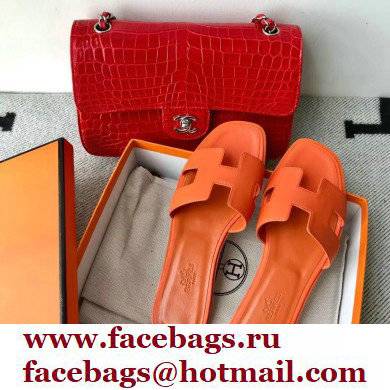 Hermes Oran Flat Sandals in Swift Box Calfskin 67