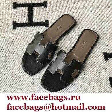 Hermes Oran Flat Sandals in Swift Box Calfskin 74