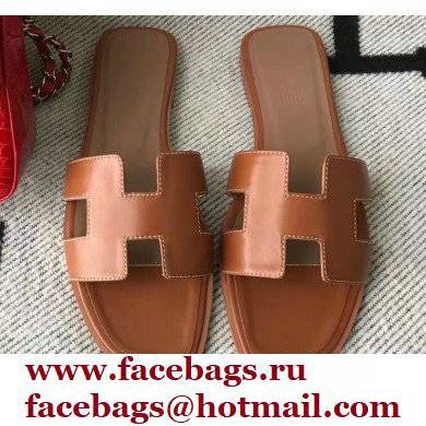 Hermes Oran Flat Sandals in Swift Box Calfskin 76