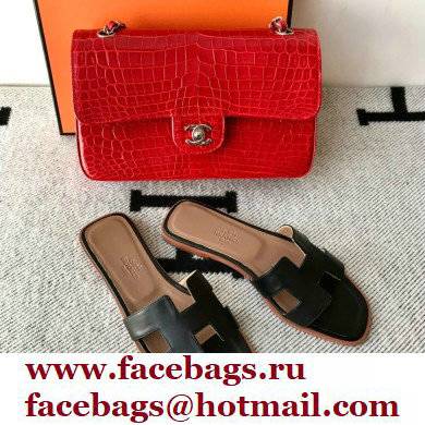 Hermes Oran Flat Sandals in Swift Box Calfskin 79