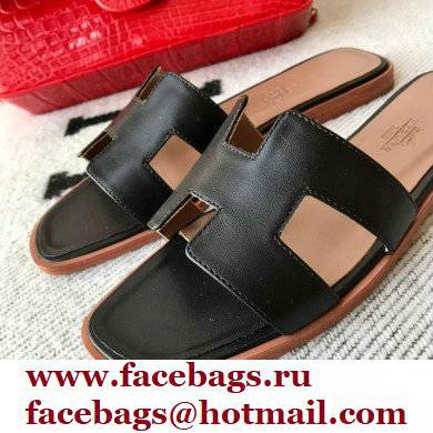 Hermes Oran Flat Sandals in Swift Box Calfskin 79