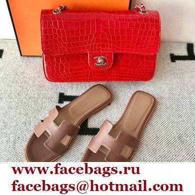 Hermes Oran Flat Sandals in Swift Box Calfskin 85