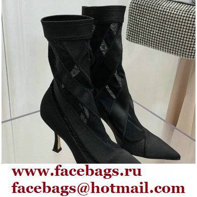 Jimmy Choo Heel 9cm JIMMY CHOO/MUGLER Sheer Spiral Stretch Fabric Sock Ankle Boots 01 2022 - Click Image to Close