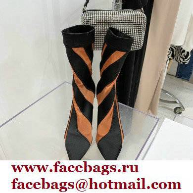 Jimmy Choo Heel 9cm JIMMY CHOO/MUGLER Sheer Spiral Stretch Fabric Sock Ankle Boots 05 2022 - Click Image to Close