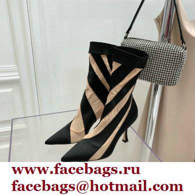 Jimmy Choo Heel 9cm JIMMY CHOO/MUGLER Sheer Spiral Stretch Fabric Sock Ankle Boots 06 2022