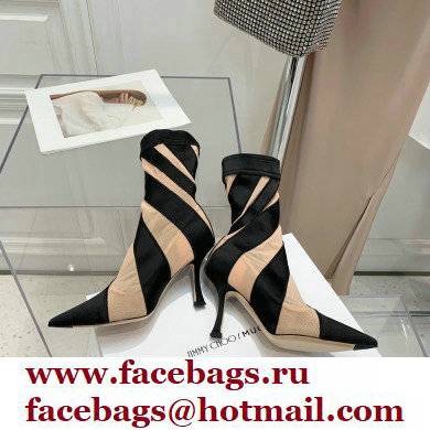 Jimmy Choo Heel 9cm JIMMY CHOO/MUGLER Sheer Spiral Stretch Fabric Sock Ankle Boots 06 2022