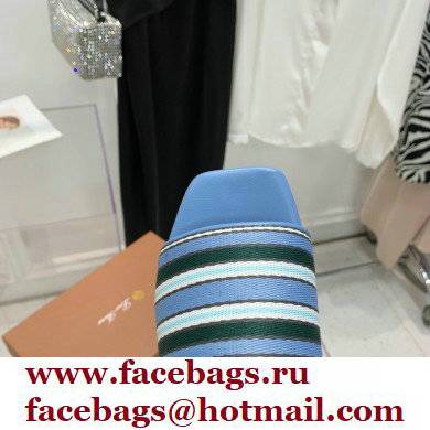 Loro Piana The Suitcase Stripe Flat Sandals Blue 2022 - Click Image to Close