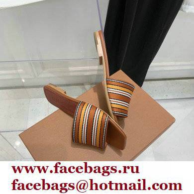 Loro Piana The Suitcase Stripe Flat Sandals Brown 2022 - Click Image to Close
