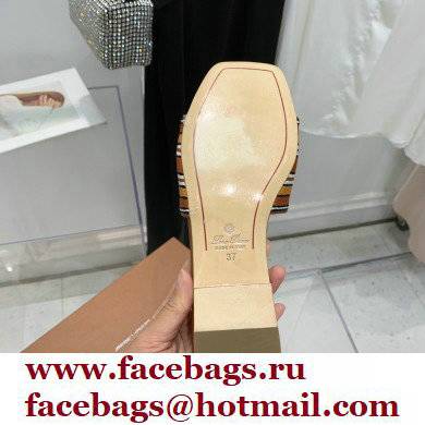 Loro Piana The Suitcase Stripe Flat Sandals Brown 2022