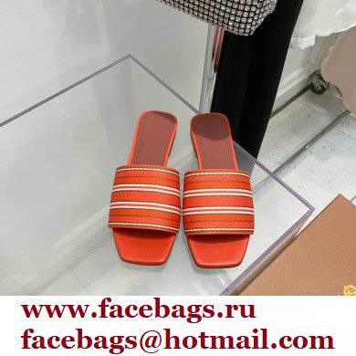 Loro Piana The Suitcase Stripe Flat Sandals Orange 2022