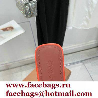 Loro Piana The Suitcase Stripe Flat Sandals Orange 2022 - Click Image to Close