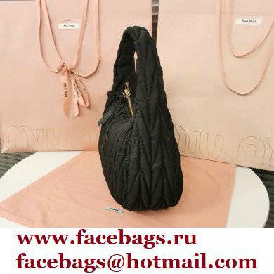 Miu Miu Wander matelasse regenerated nylon hobo bag 5BC108 Black - Click Image to Close