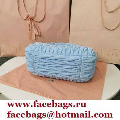 Miu Miu Wander matelasse regenerated nylon hobo bag 5BC108 Blue - Click Image to Close