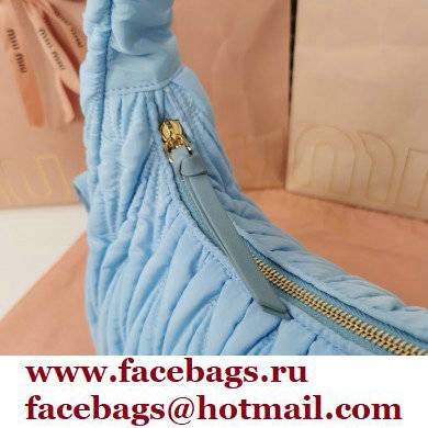 Miu Miu Wander matelasse regenerated nylon hobo bag 5BC108 Blue - Click Image to Close