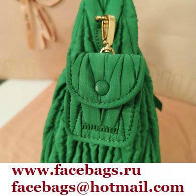 Miu Miu Wander matelasse regenerated nylon hobo bag 5BC108 Green - Click Image to Close