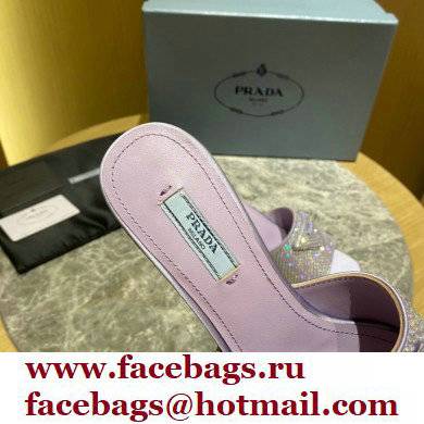 Prada Heel 6cm Satin Slides Sandals with Crystals 01 2022 - Click Image to Close