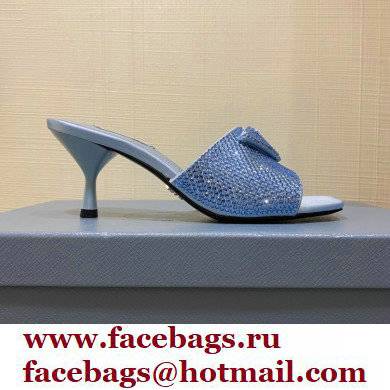 Prada Heel 6cm Satin Slides Sandals with Crystals 03 2022 - Click Image to Close