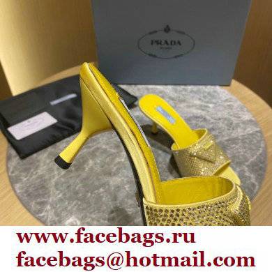Prada Heel 6cm Satin Slides Sandals with Crystals 04 2022 - Click Image to Close