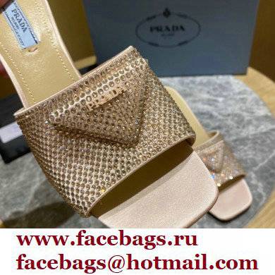 Prada Heel 6cm Satin Slides Sandals with Crystals 06 2022