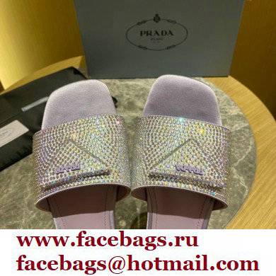 Prada Satin Flat Slides Sandals with Crystals 01 2022